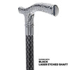 Scratch and Dent Chrome Fritz Handle Walking Cane w/ Black Adjustable Laser Etched Shaft V2301