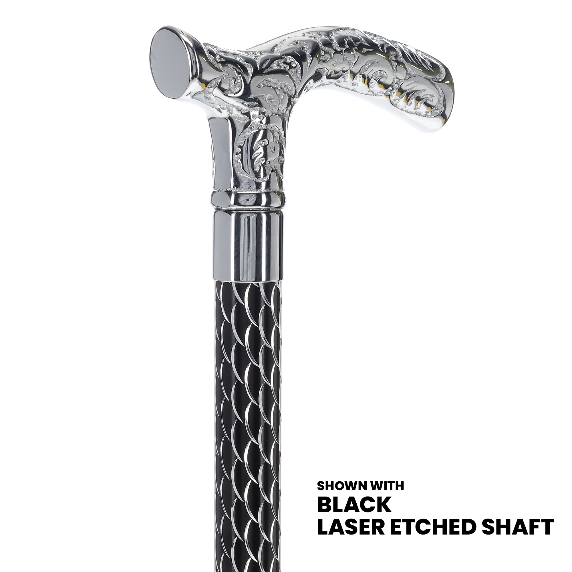 Fritz Premium Chrome Brass Cane: Laser-Etched Custom Shaft