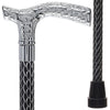 Scratch and Dent Chrome Fritz Handle Walking Cane w/ Black Adjustable Laser Etched Shaft V2117