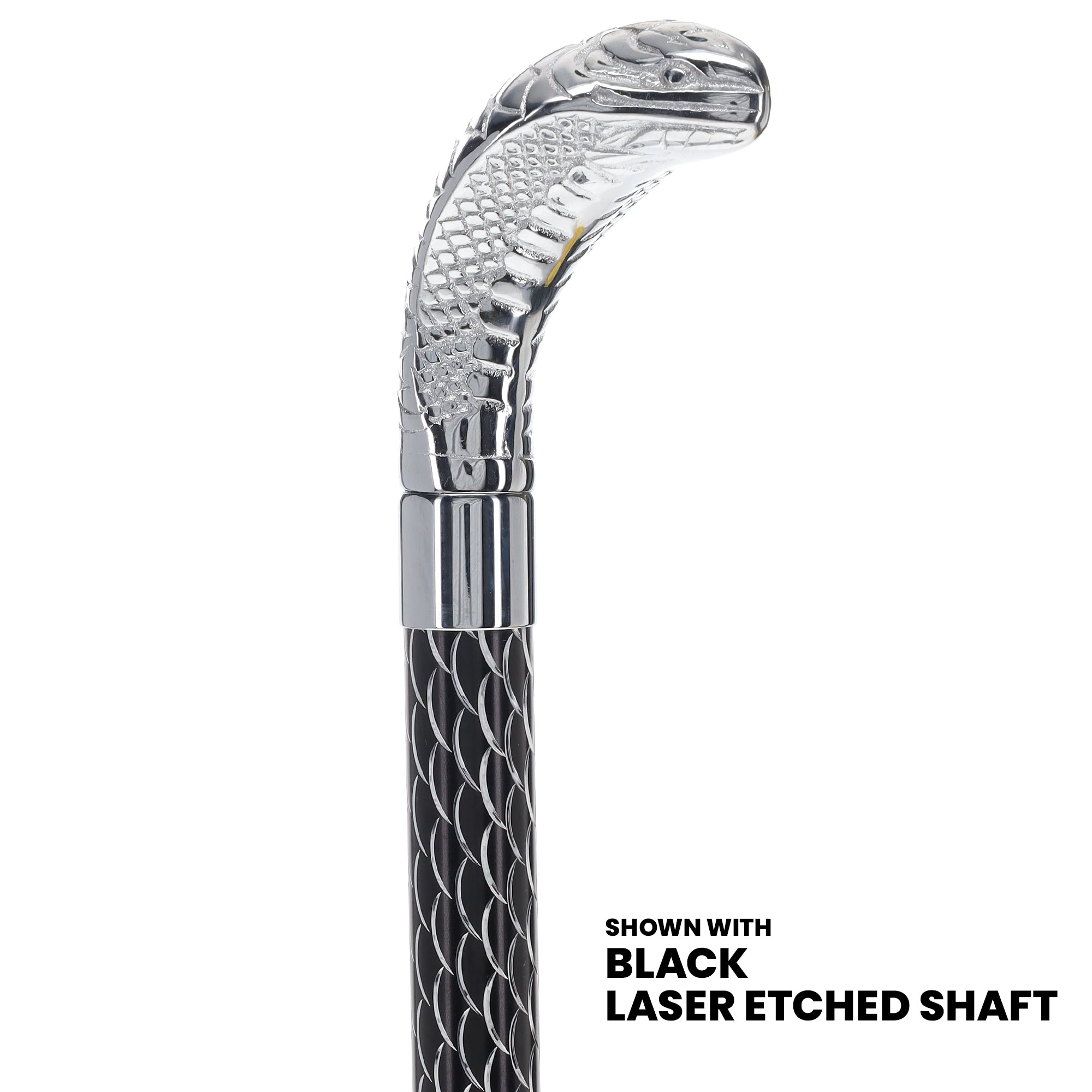 Snake Premium Chrome Brass Cane: Laser-Etched Custom Shaft
