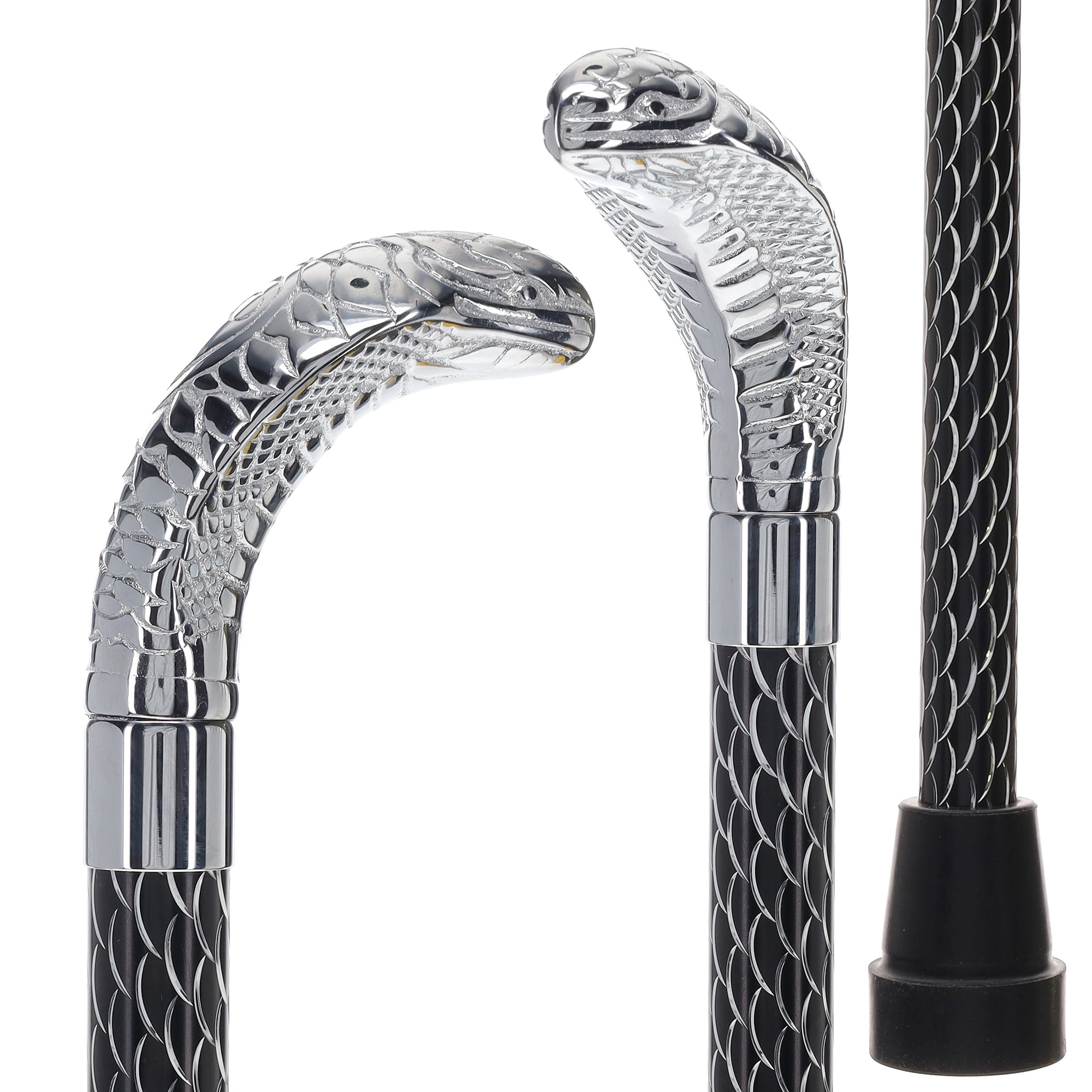 Snake Premium Chrome Brass Cane: Laser-Etched Custom Shaft
