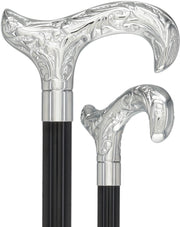 Derby Premium Chrome Brass Cane: Laser-Etched Custom Shaft