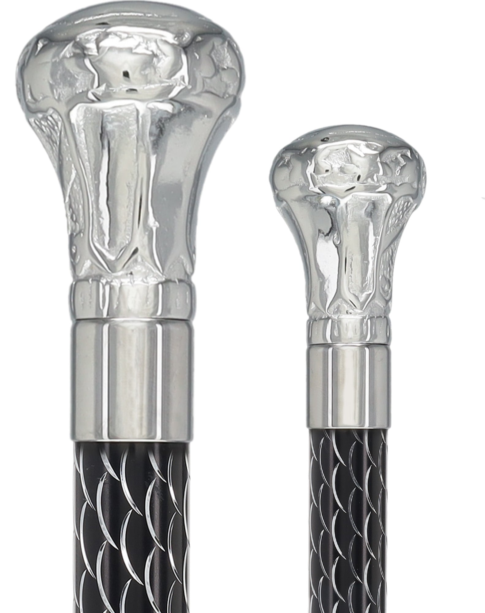Knob Premium Chrome Brass Cane: Laser-Etched Custom Shaft
