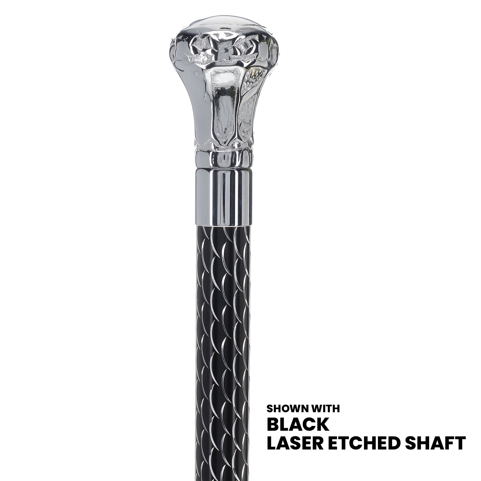 Knob Premium Chrome Brass Cane: Laser-Etched Custom Shaft