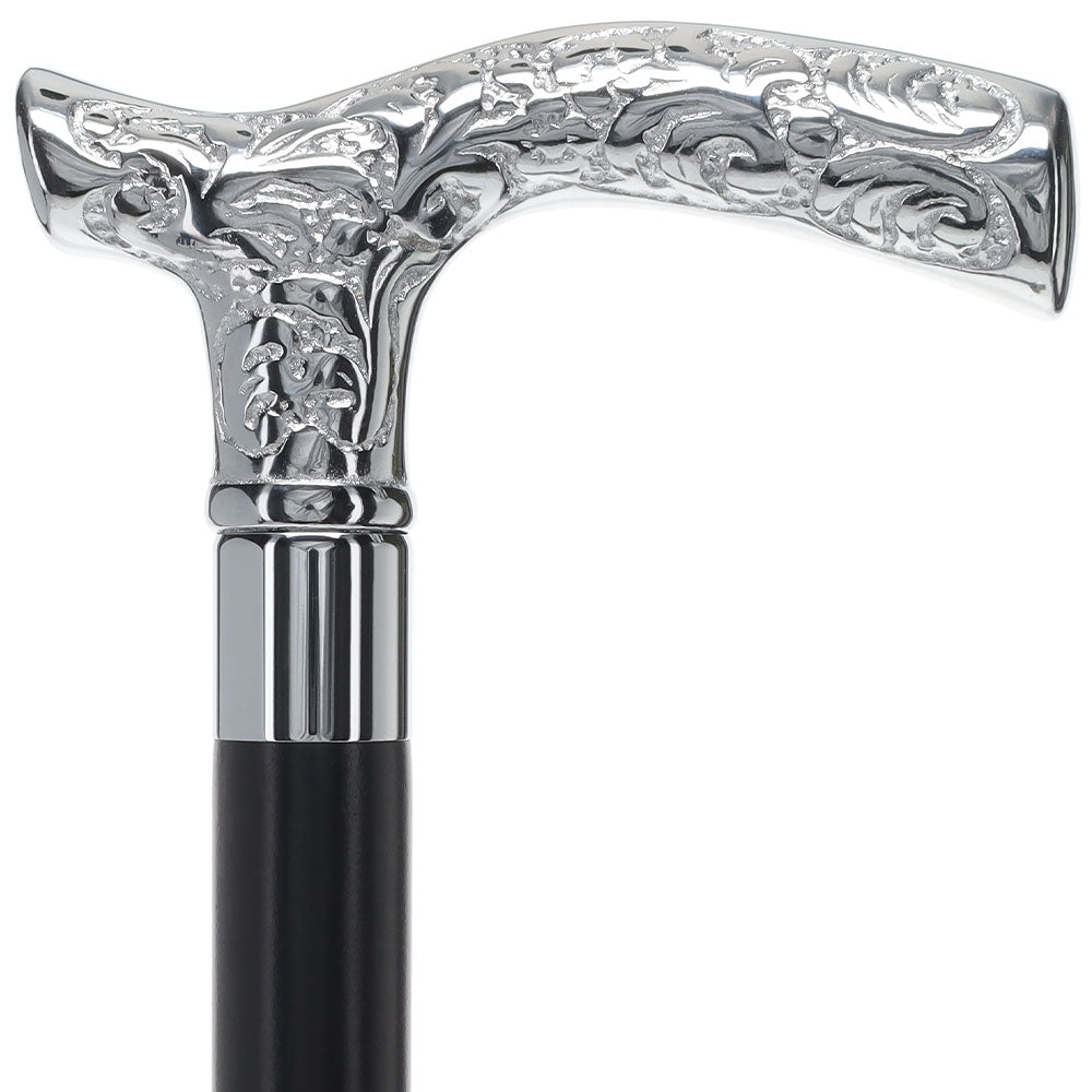 Premium Chrome Brass Flask Cane Fritz & Wood Shaft Hidden Flask