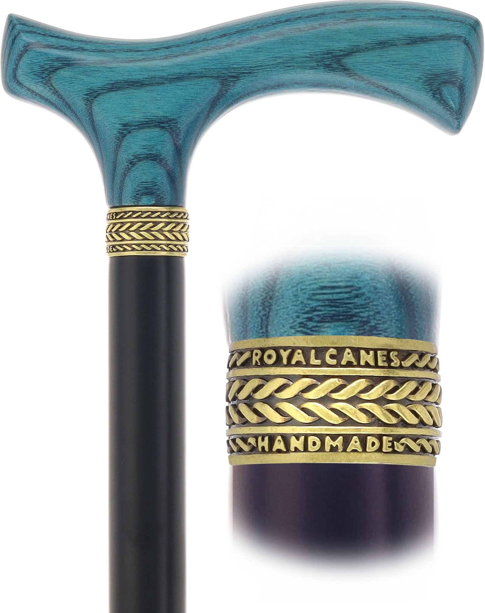 Royal Canes Classic Fritz: Wood-Stained, Pewter Collar (Standard & Slim Profiles)