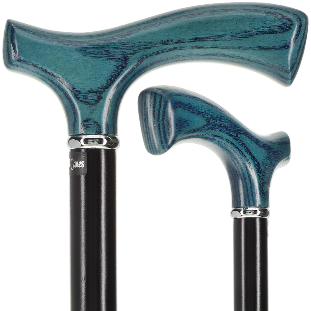 Blue Slim Line Chrome Plated Fritz Walking Cane With Blue Ash
