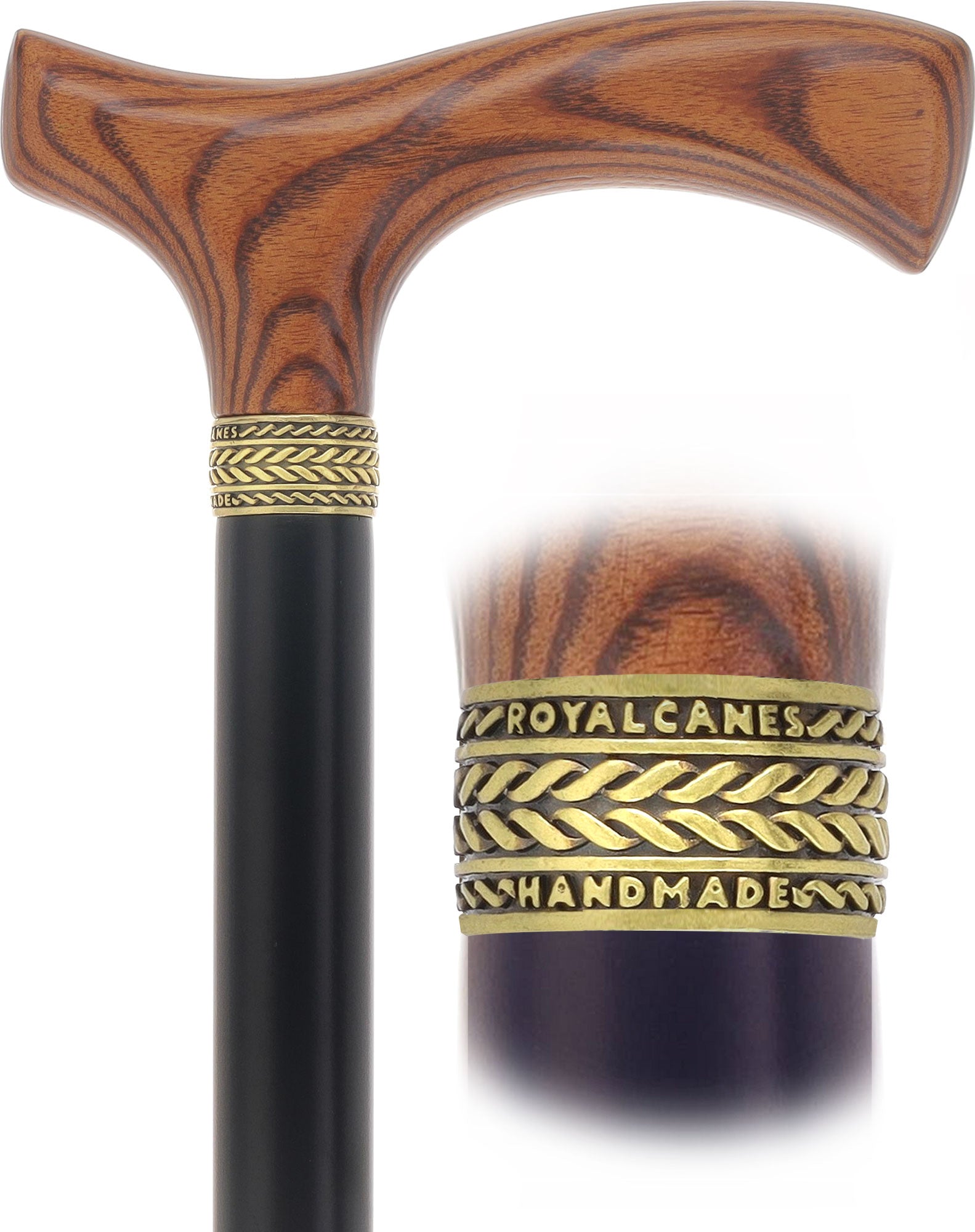 Royal Canes Classic Fritz: Wood-Stained, Pewter Collar (Standard & Slim Profiles)