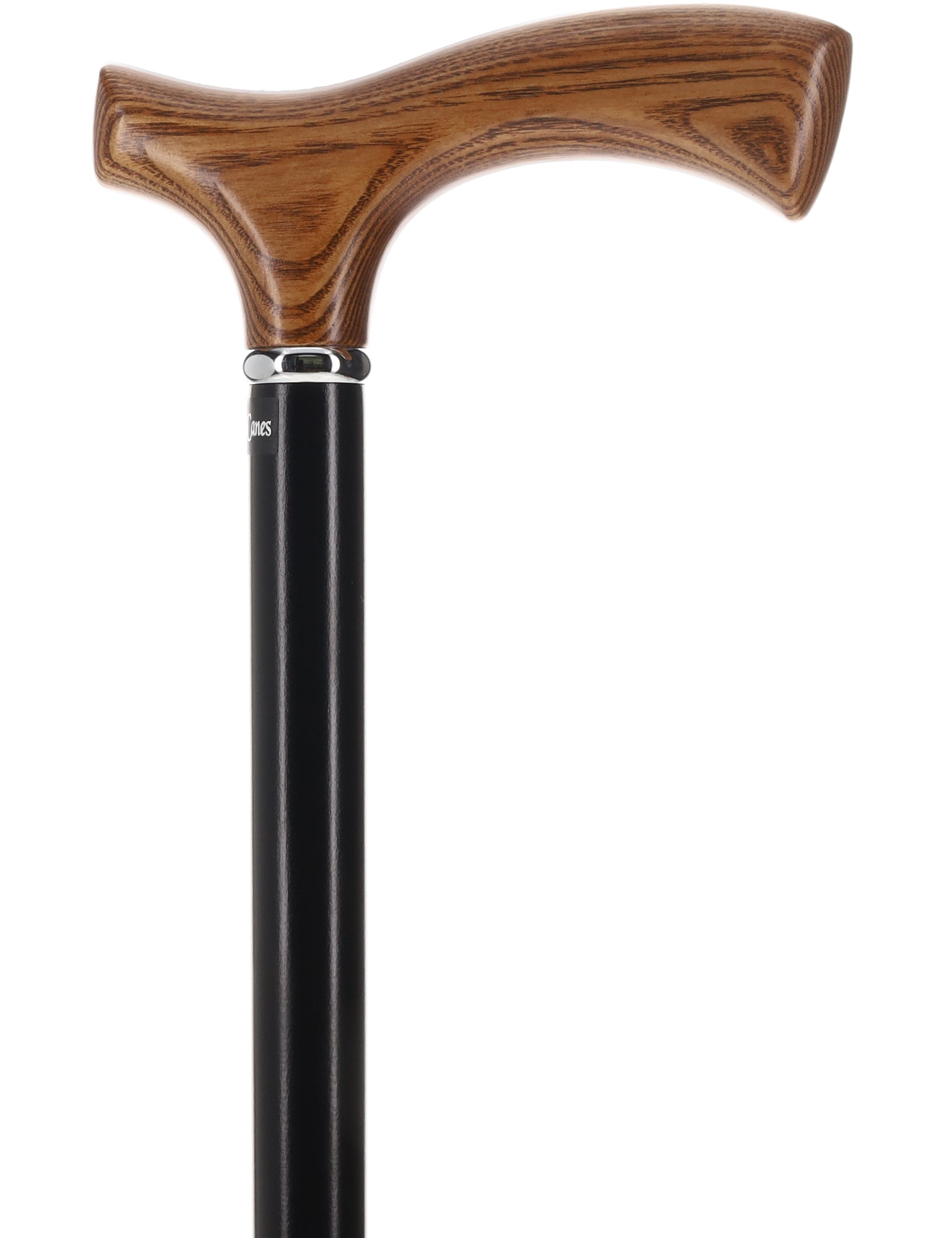 Premium Natural Ash Wood Fritz Cane, Espresso w/ Silver Collar