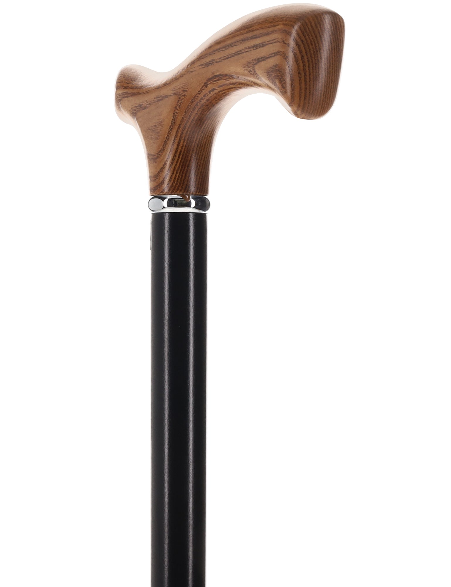 Premium Natural Ash Wood Fritz Cane, Espresso w/ Silver Collar