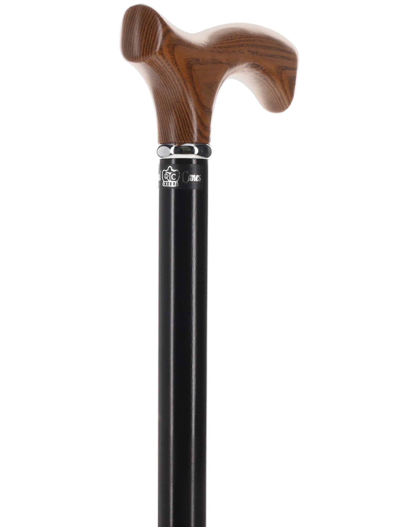 Premium Natural Ash Wood Fritz Cane, Espresso w/ Silver Collar