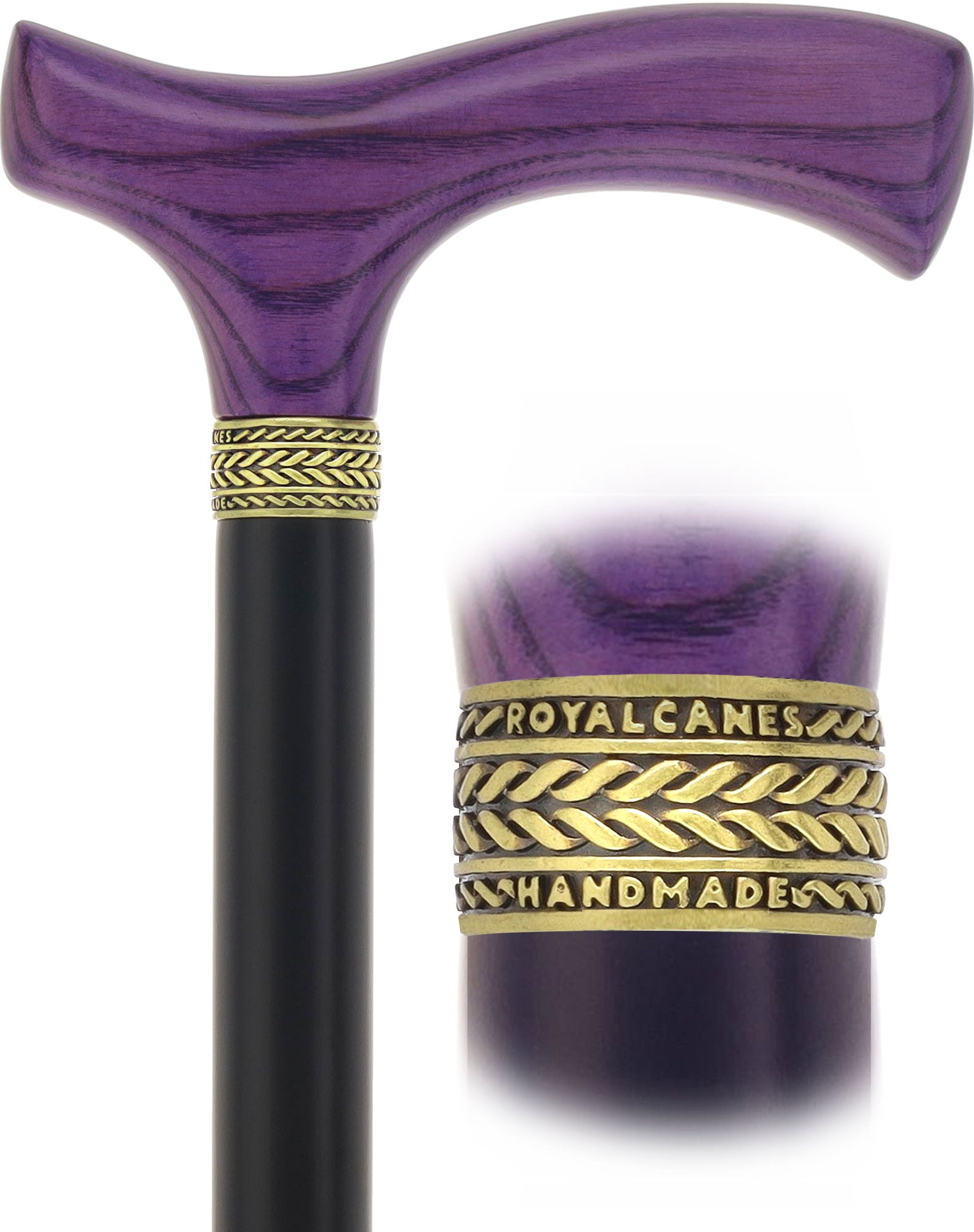 Royal Canes Classic Fritz: Wood-Stained, Pewter Collar (Standard & Slim Profiles)