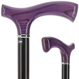Scratch and Dent Amethyst Purple Ash Fritz Walking Cane With Black Beechwood Shaft and Silver Collar V1191