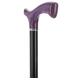 Scratch and Dent Amethyst Purple Ash Fritz Walking Cane With Black Beechwood Shaft and Silver Collar V1227
