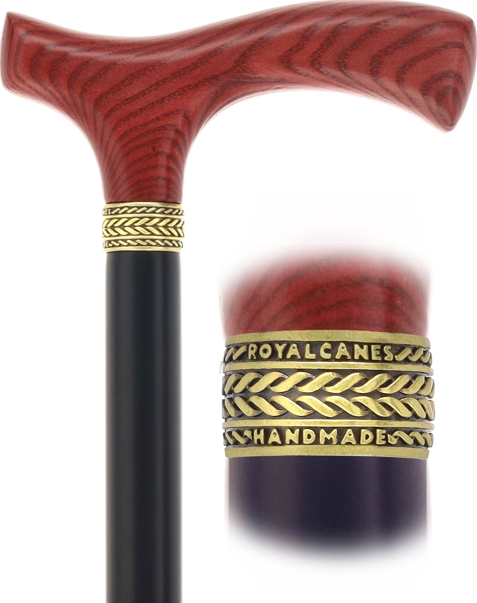 Royal Canes Classic Fritz: Wood-Stained, Pewter Collar (Standard & Slim Profiles)