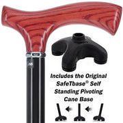 Genuine Mahogany Ash Fritz Cane - Extra Stability w/ SafeTbase