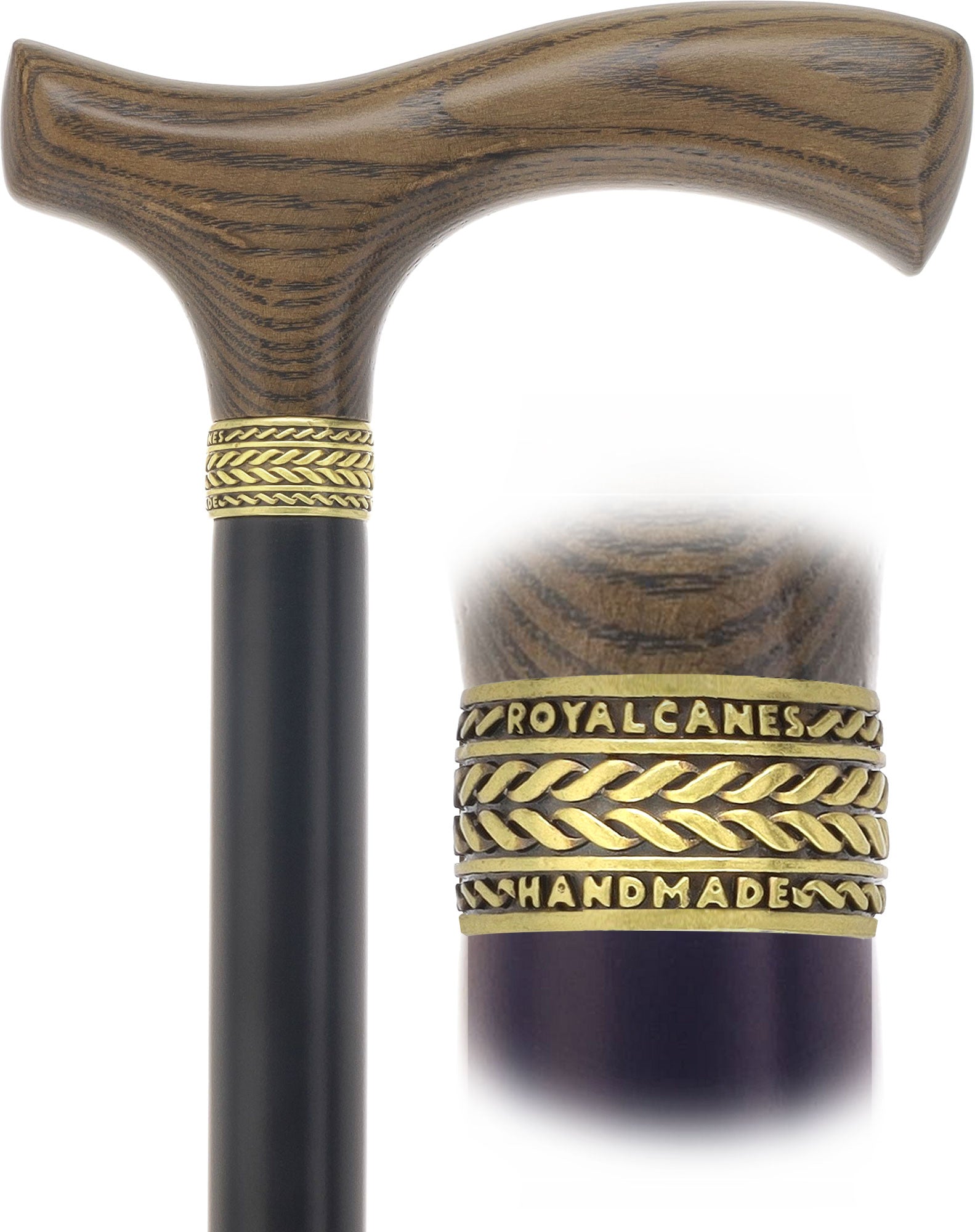 Royal Canes Classic Fritz: Wood-Stained, Pewter Collar (Standard & Slim Profiles)