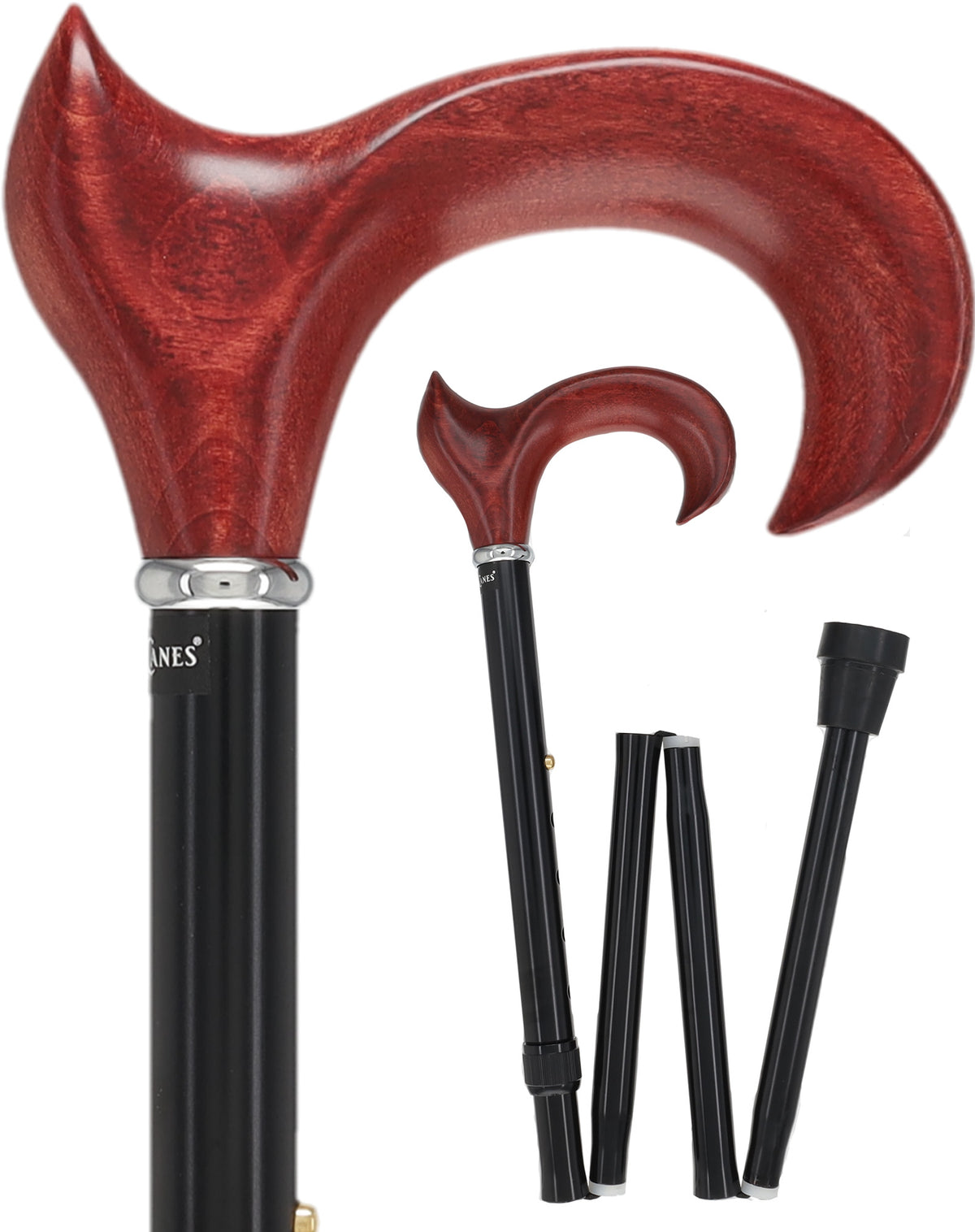 Mahogany Maple Ergonomic Cane: Folding Adjustable Black