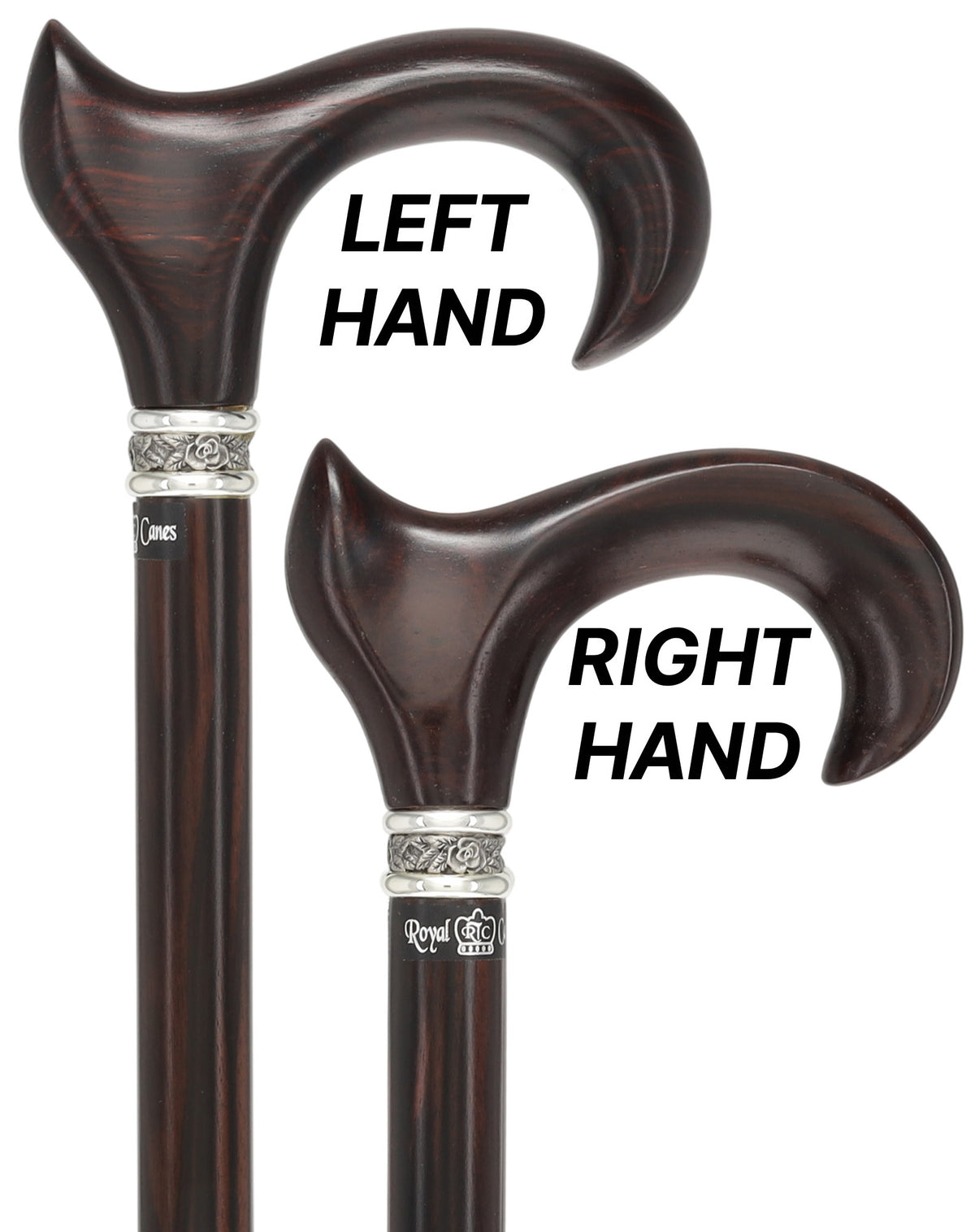 Luxury Cocobolo & Ebony Cane: Ergonomic, Pewter Rose Collar