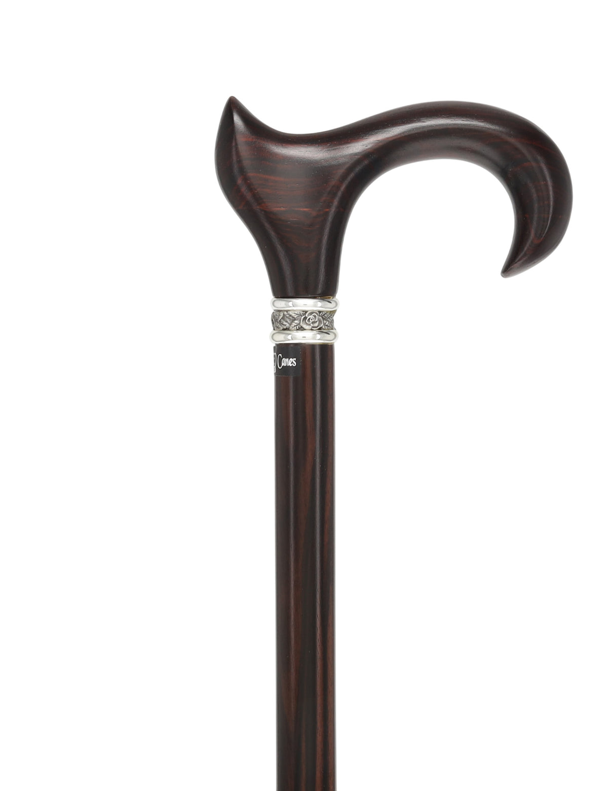 Luxury Cocobolo & Ebony Cane: Ergonomic, Pewter Rose Collar