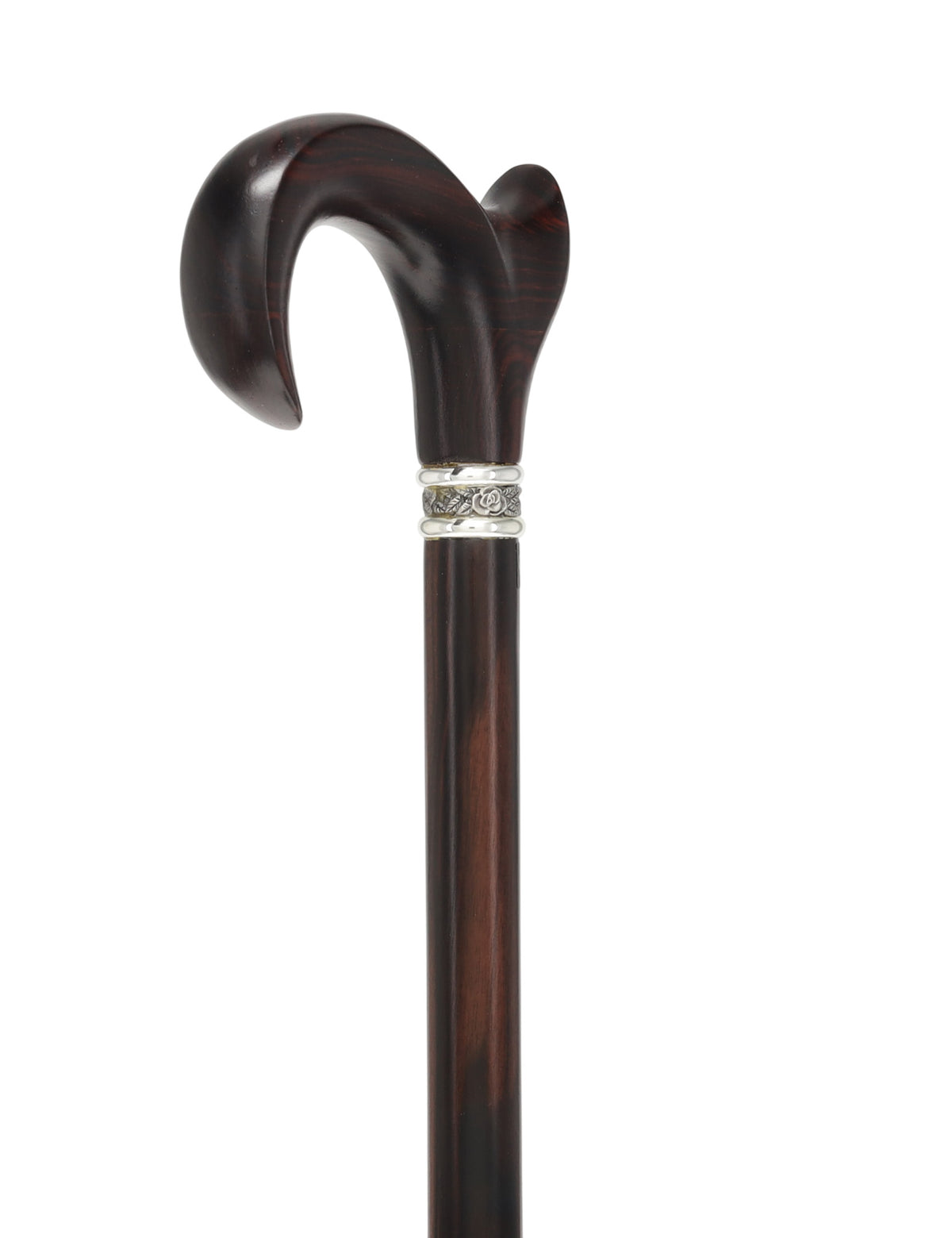 Luxury Cocobolo & Ebony Cane: Ergonomic, Pewter Rose Collar