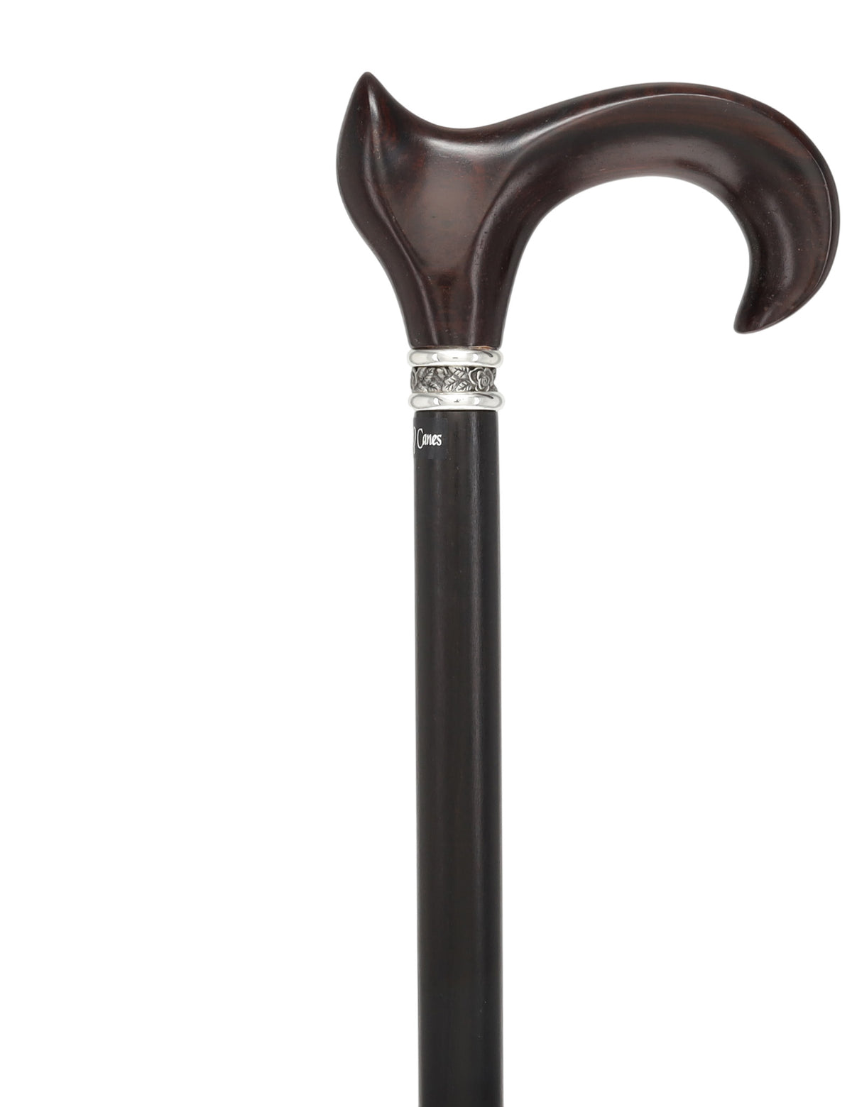 Luxury Cocobolo & Ebony Cane: Ergonomic, Pewter Rose Collar