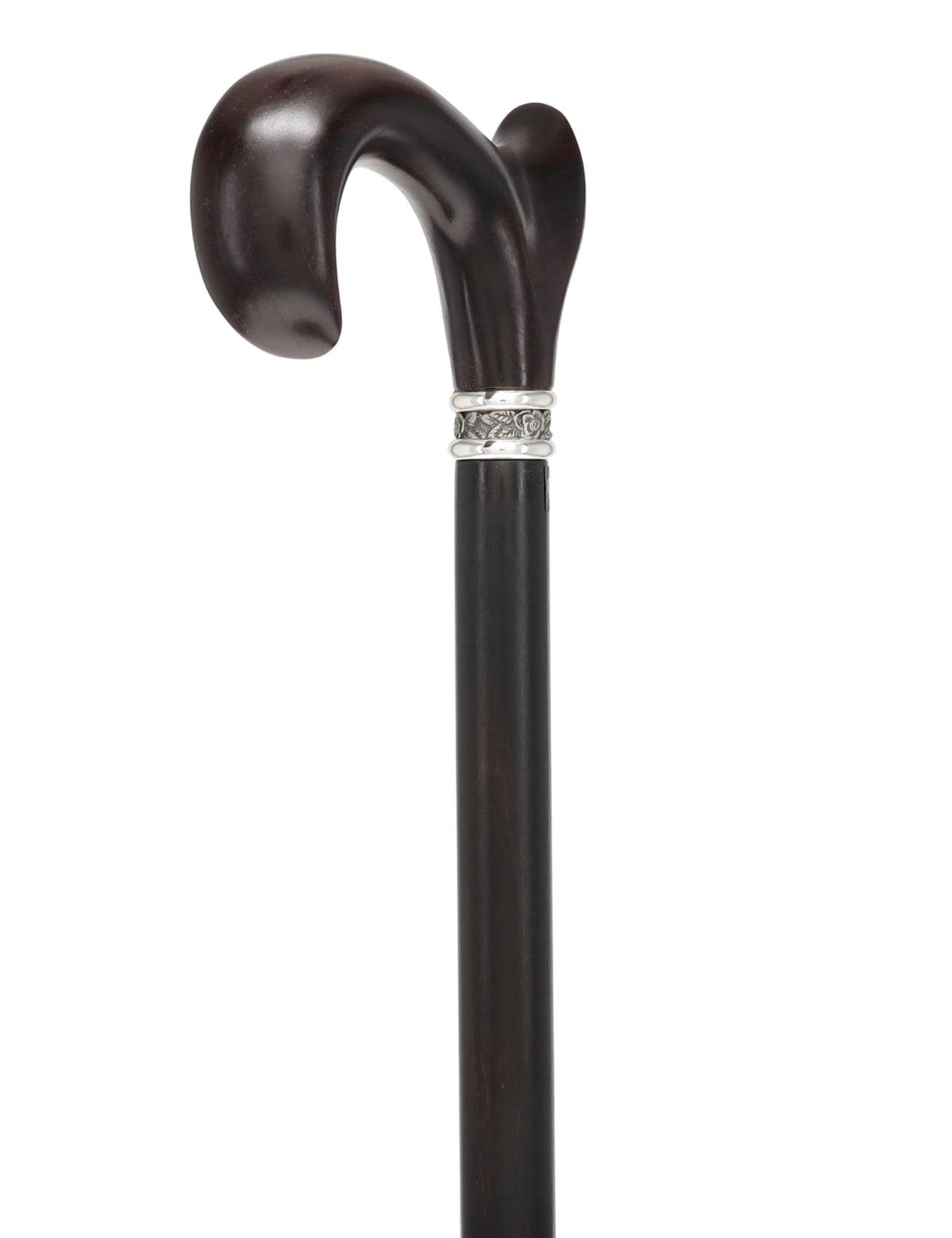 Luxury Cocobolo & Ebony Cane: Ergonomic, Pewter Rose Collar