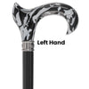 Scratch and Dent Black Onyx Swirl Ergonomic Handle Walking Cane With Black Beechwood Shaft and Embossed Collar V3406