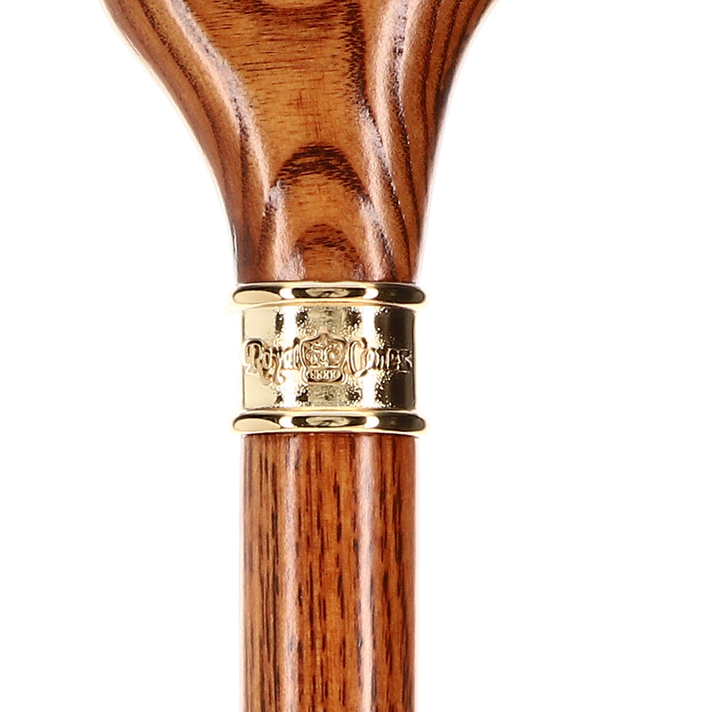 Hand-Specific Espresso Cane: Ash, Embossed Brass Collar