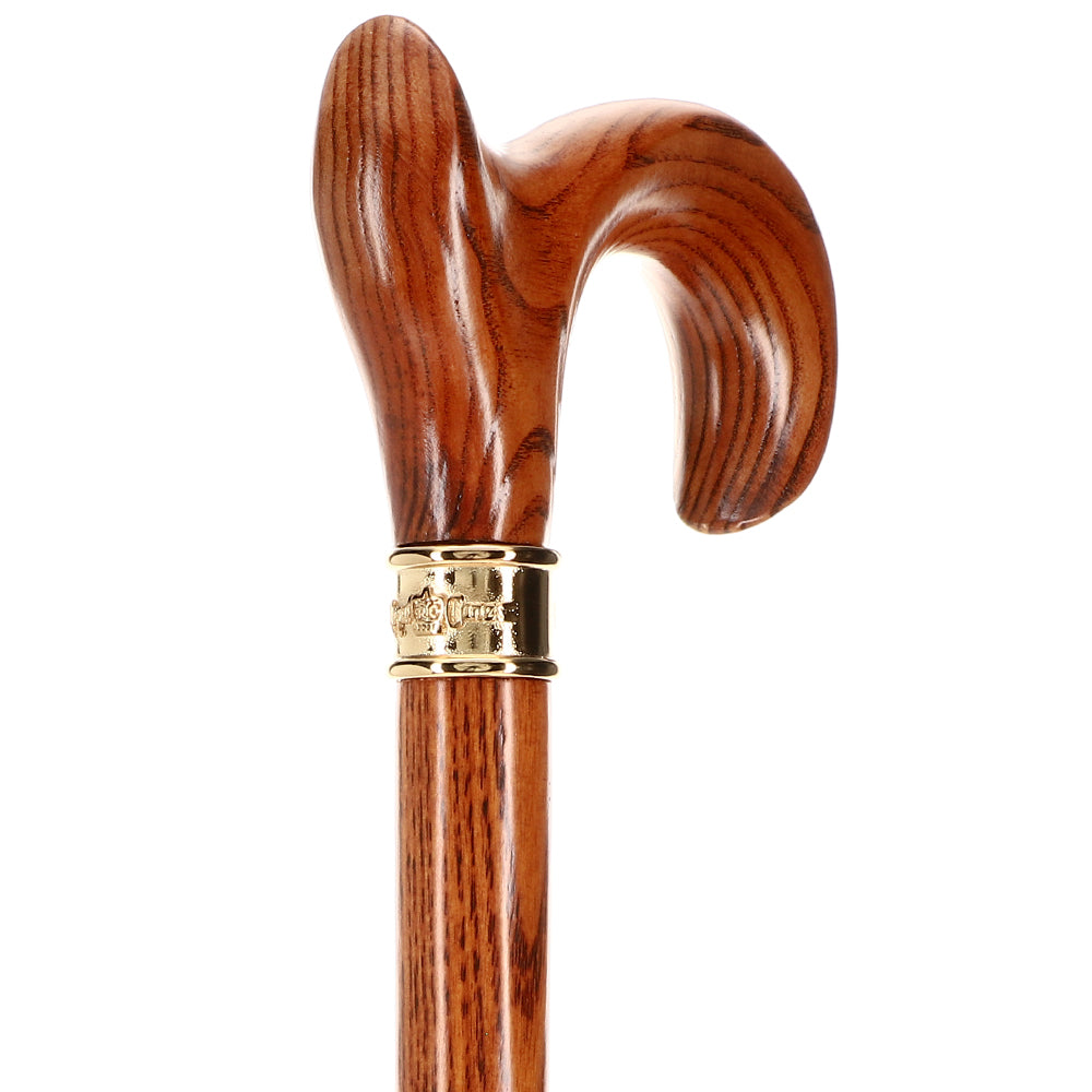 Scratch and Dent Hand-Specific Espresso Cane: Ash, Embossed Brass Collar V3133