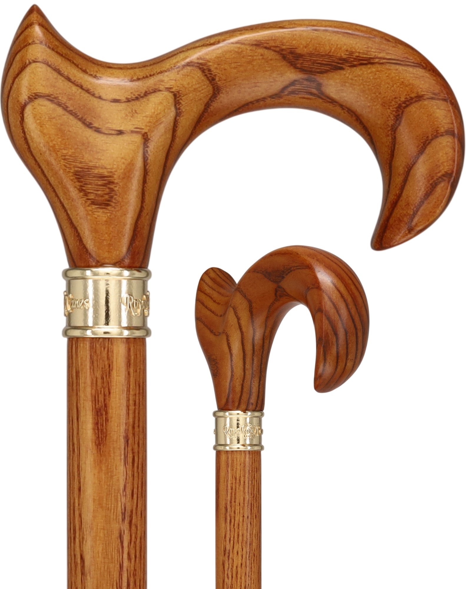 Hand-Specific Espresso Cane: Ash, Embossed Brass Collar
