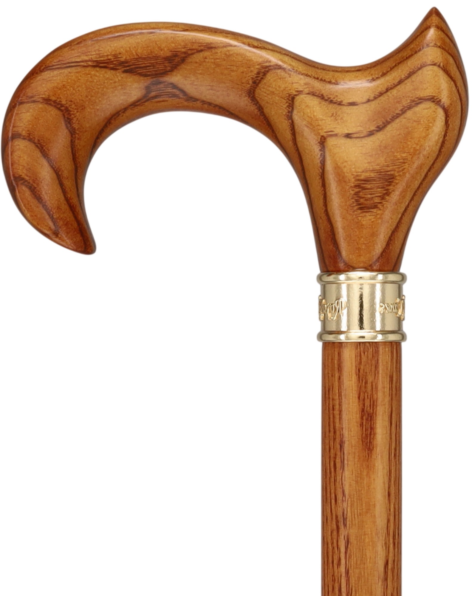 Hand-Specific Espresso Cane: Ash, Embossed Brass Collar