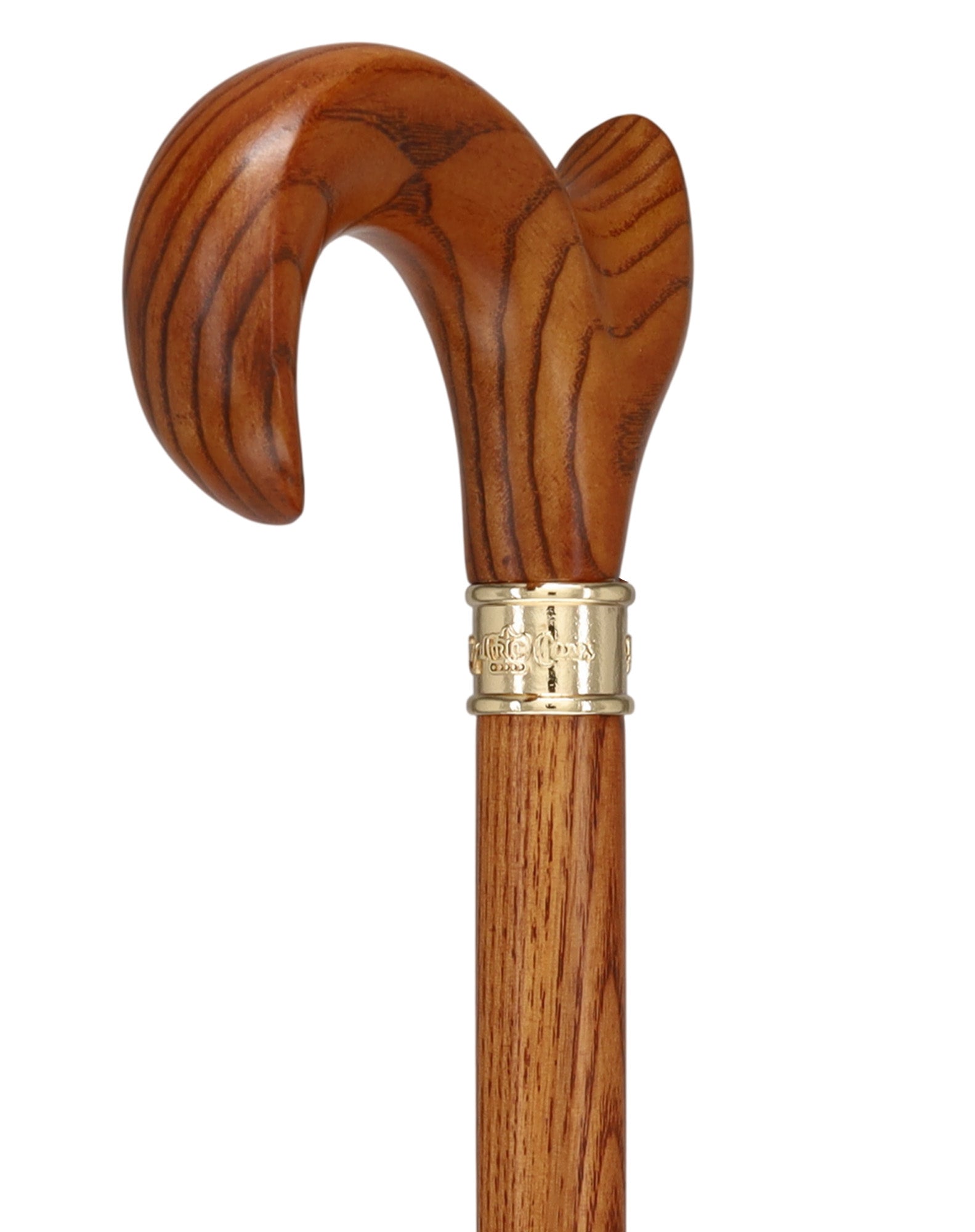 Hand-Specific Espresso Cane: Ash, Embossed Brass Collar