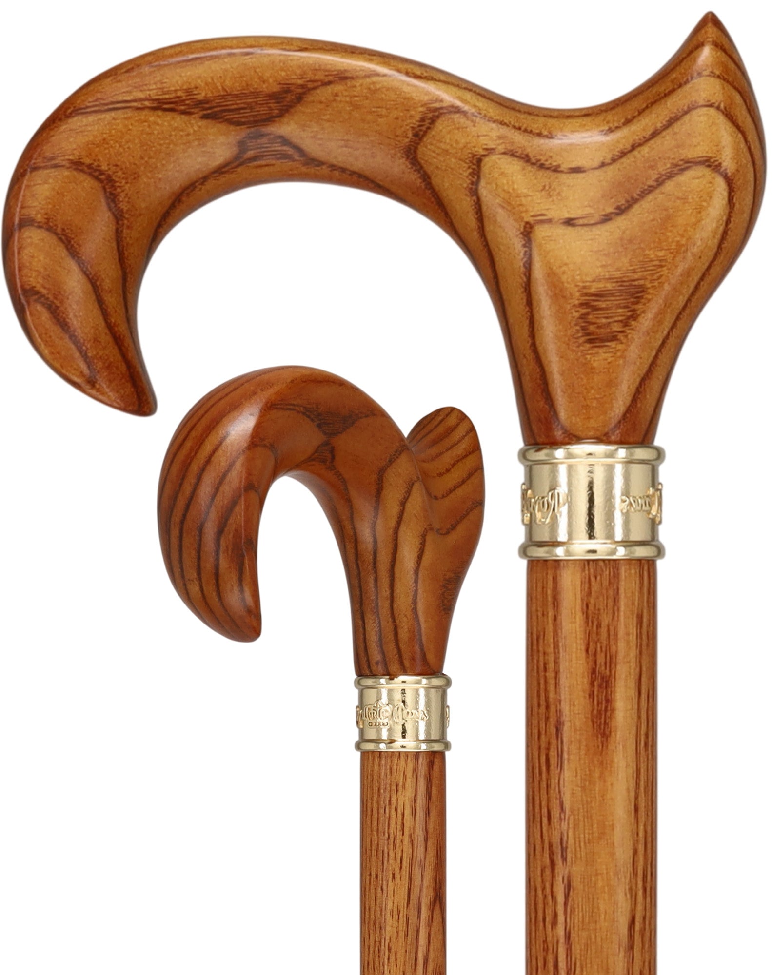 Hand-Specific Espresso Cane: Ash, Embossed Brass Collar