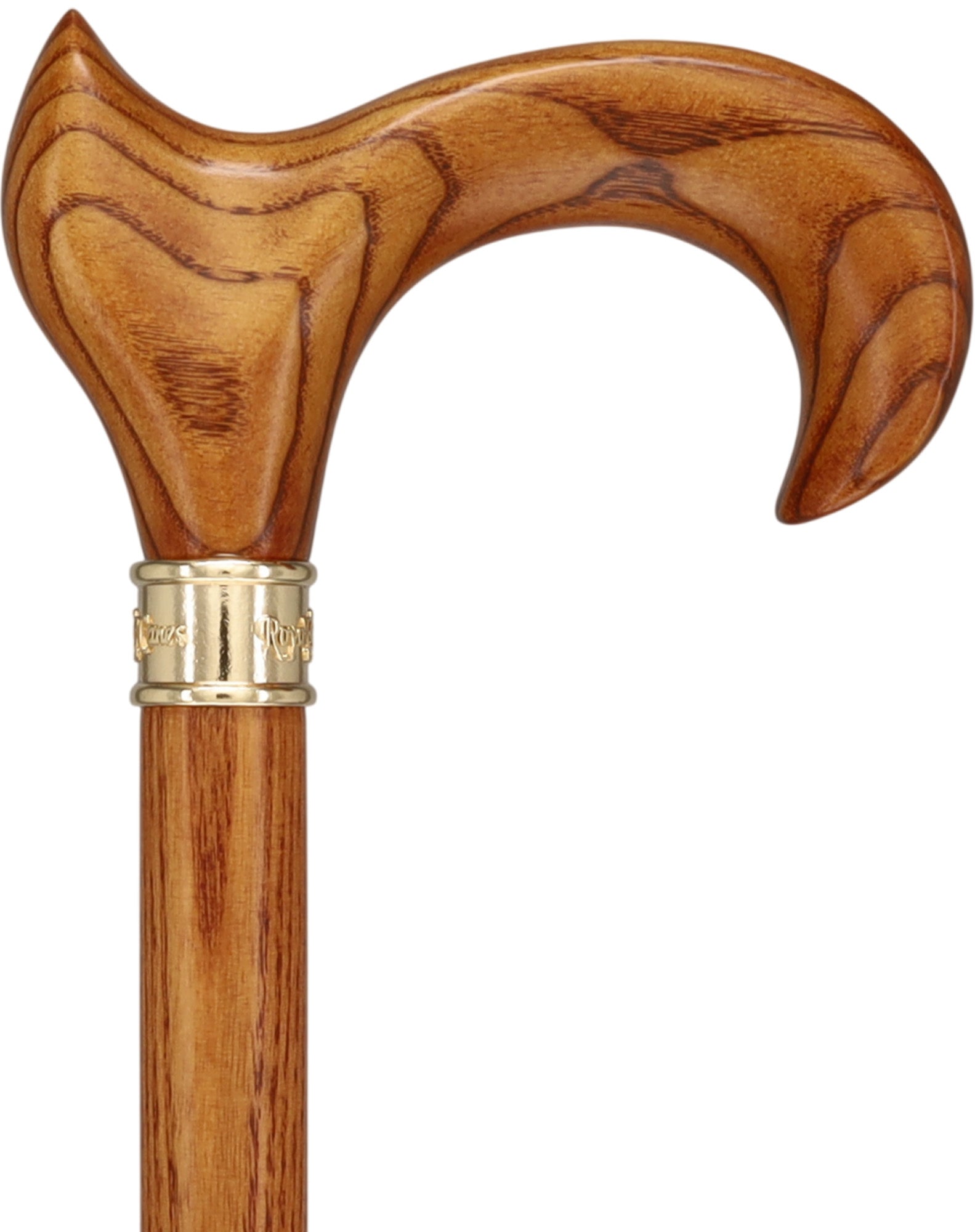 Hand-Specific Espresso Cane: Ash, Embossed Brass Collar
