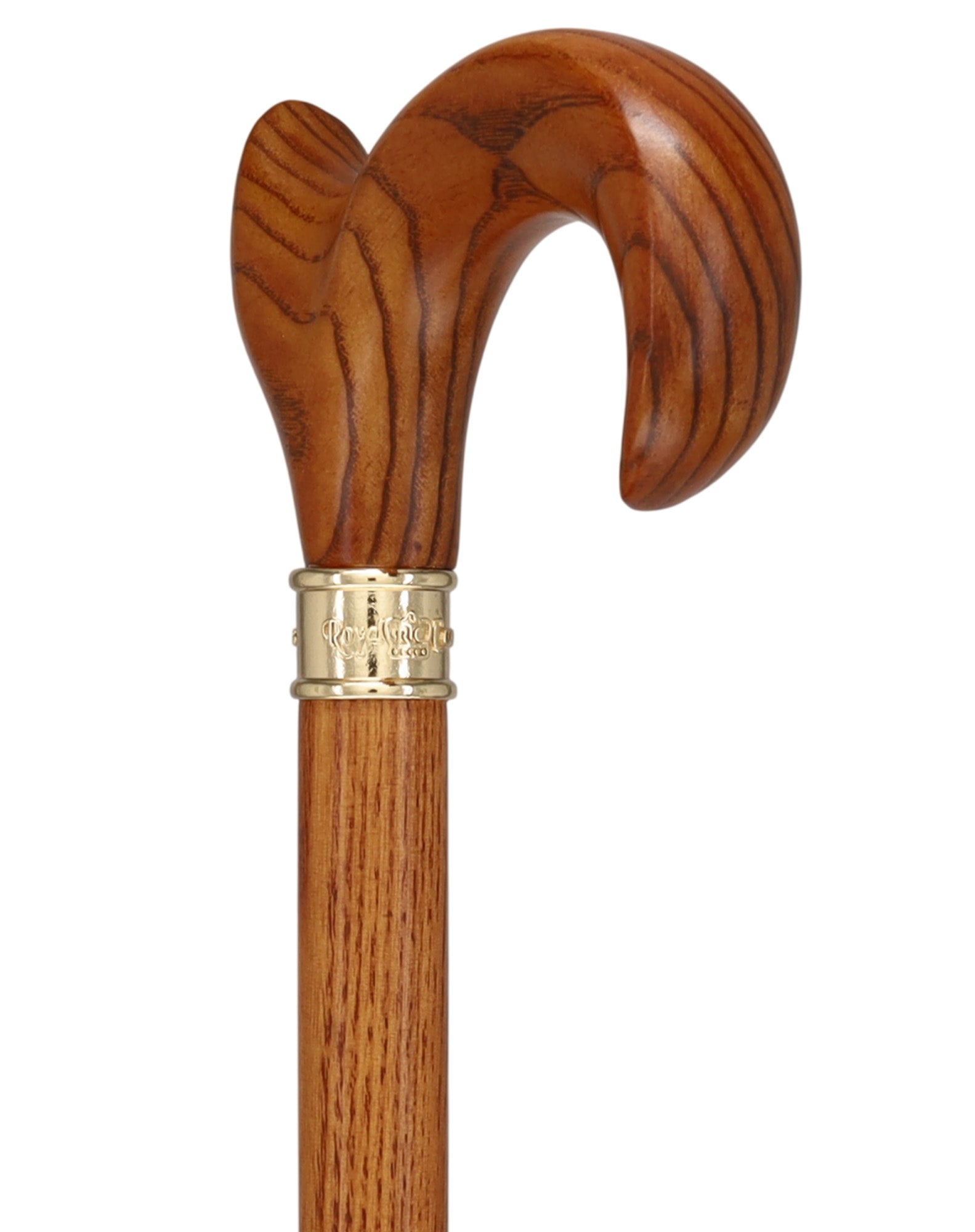 Hand-Specific Espresso Cane: Ash, Embossed Brass Collar