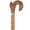 Scratch and Dent Genuine Oak Ergonomic Walking Cane with Embossed Brass RC Collar V2124