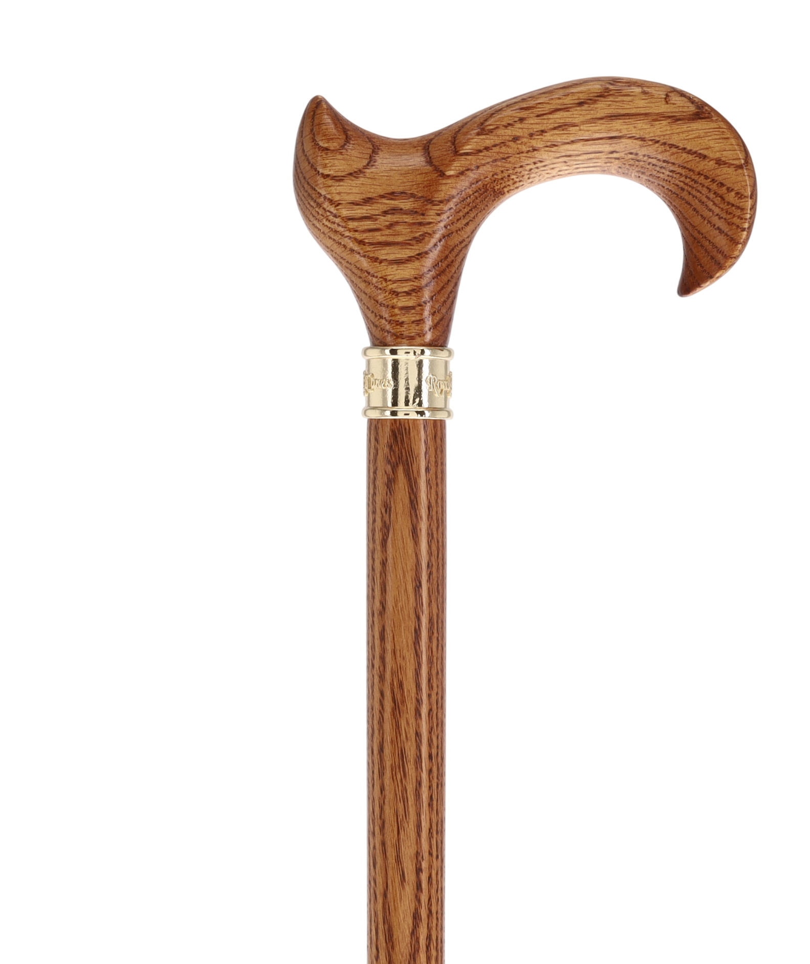 Genuine Oak Ergonomic Walking Cane with Embossed Collar