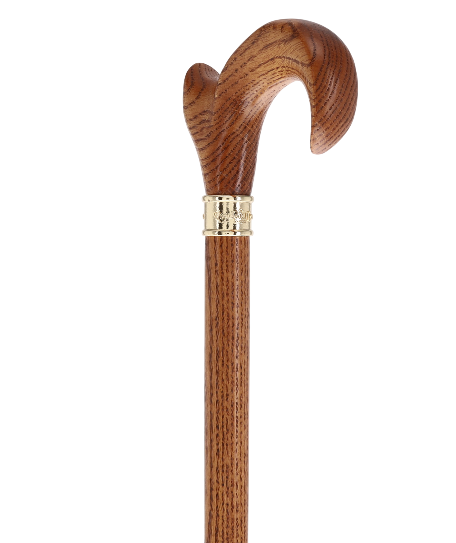 Genuine Oak Ergonomic Walking Cane with Embossed Collar