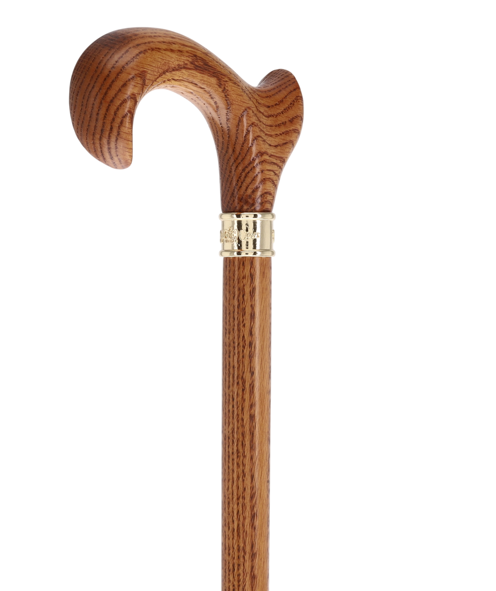 Genuine Oak Ergonomic Walking Cane with Embossed Collar