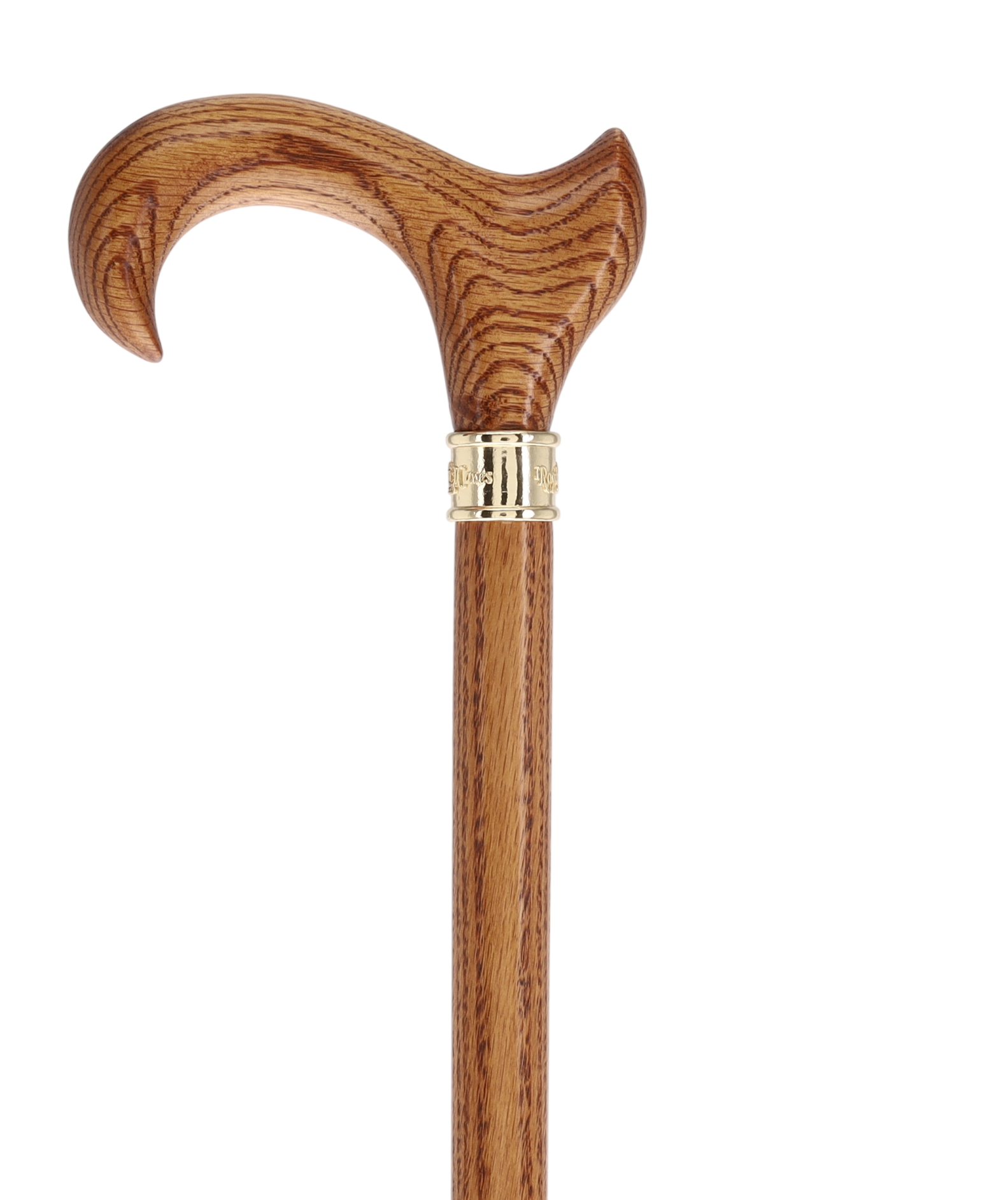 Genuine Oak Ergonomic Walking Cane with Embossed Collar