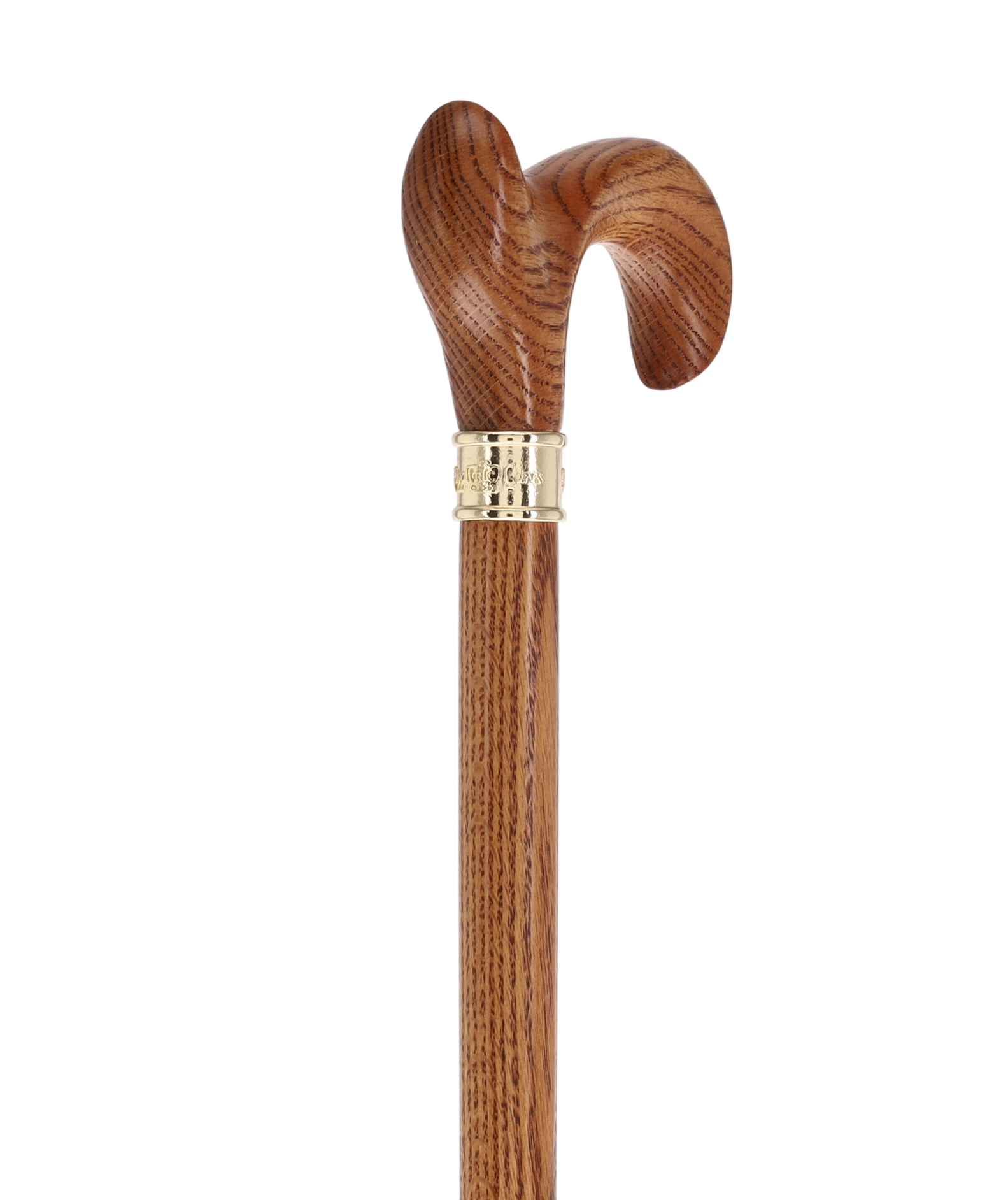 Genuine Oak Ergonomic Walking Cane with Embossed Collar