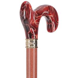 Hand-Specific Vivid Sunset Cane: Pearlescent, Rosewood & Brass