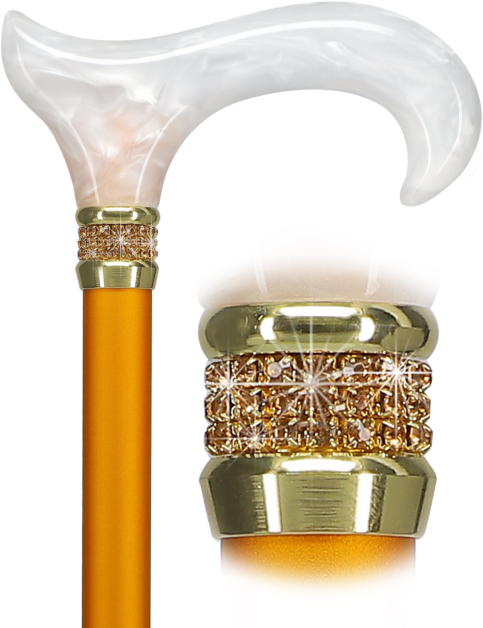 Luxurious Pearlz Rhinestone Adjustable Orthopedic Derby Cane