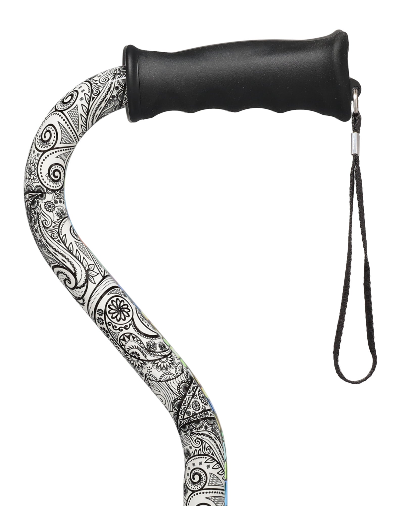 Black & White: Comfort Grip Adjustable Offset Walking Cane