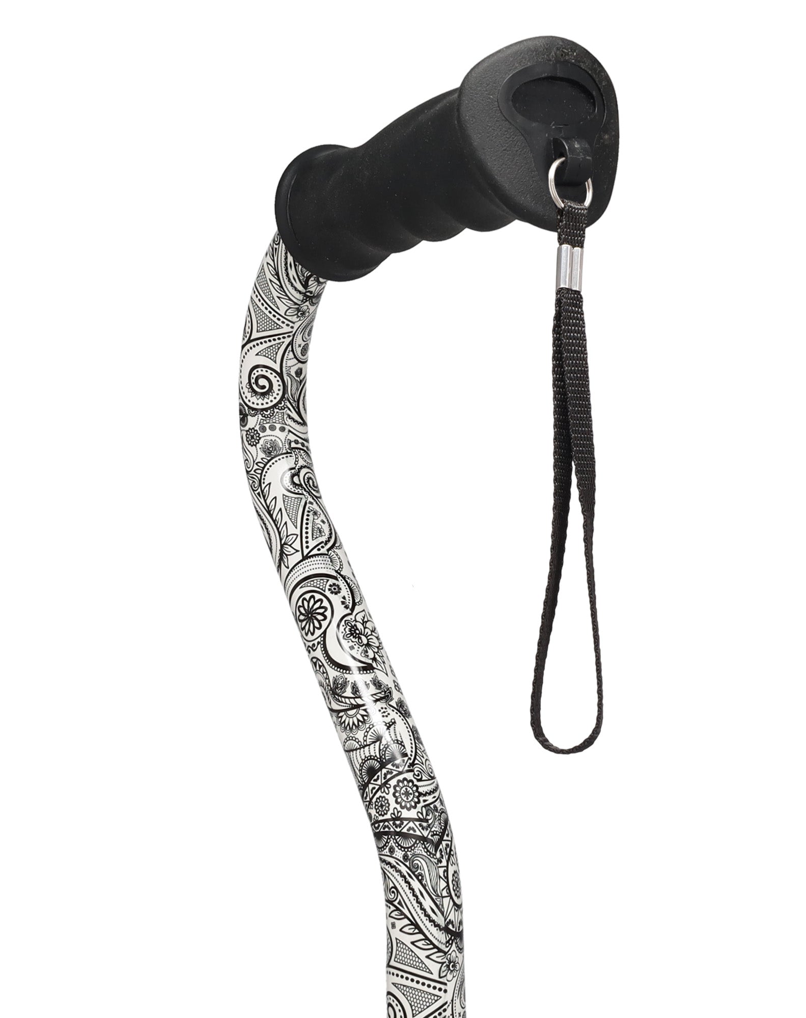 Black and White Convertible Quad Base Walking Cane with Comfort Grip - Adjustable Shaft