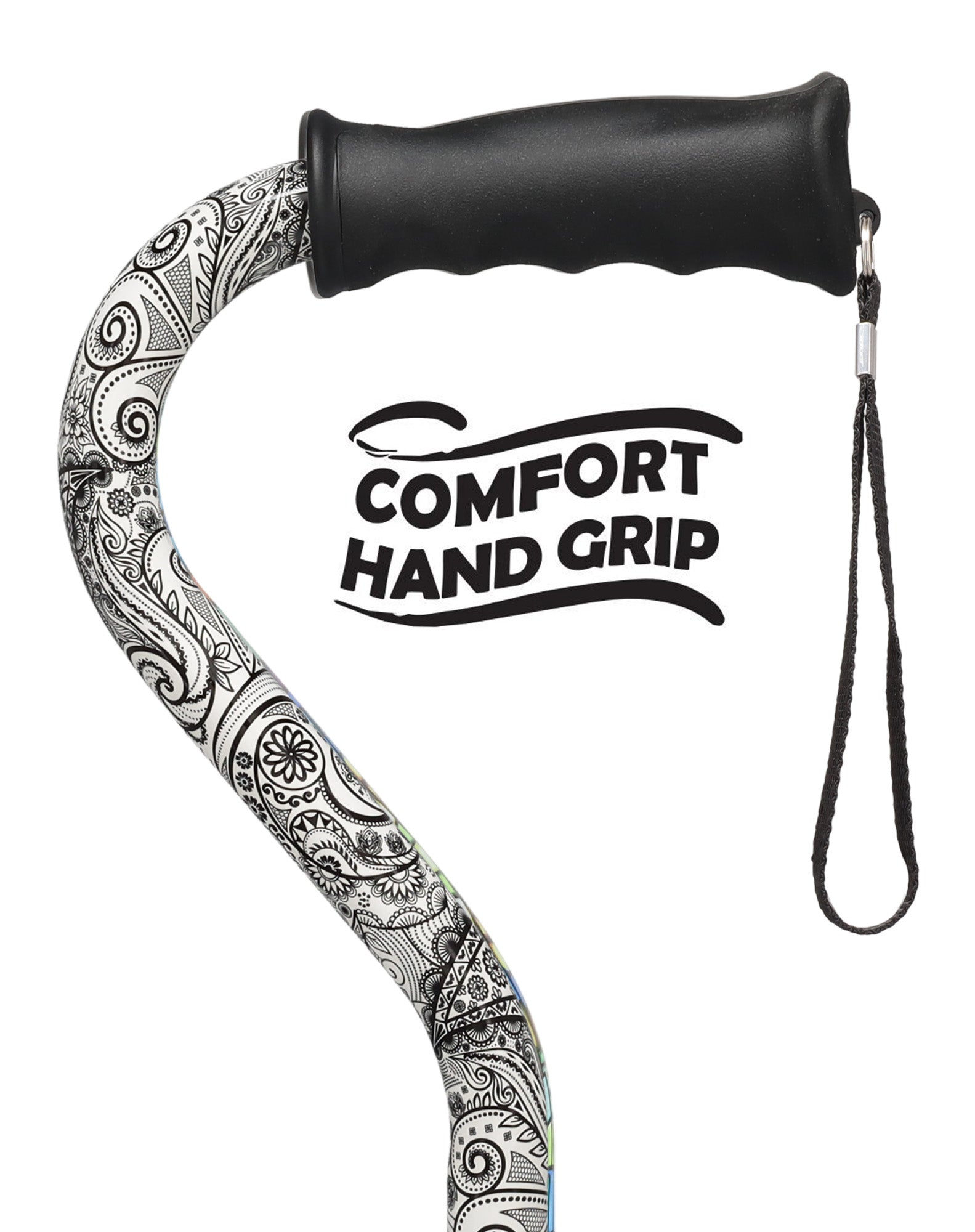 Black & White: Comfort Grip Adjustable Offset Walking Cane