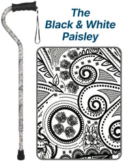 Black & White: Comfort Grip Adjustable Offset Walking Cane