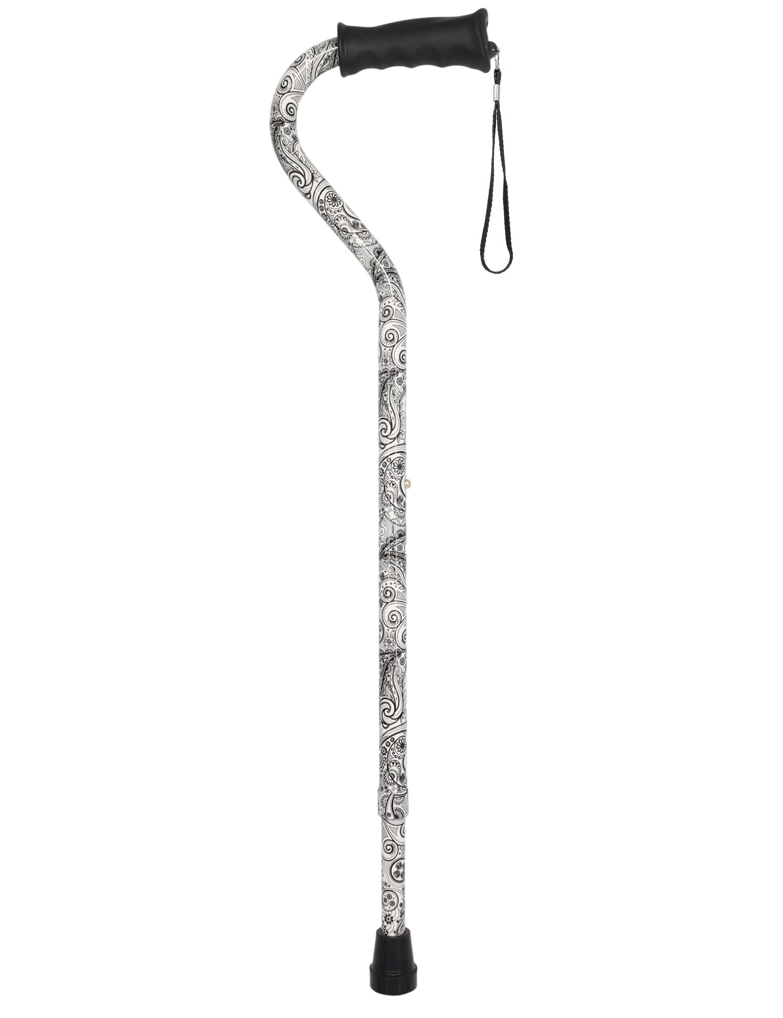 Black & White: Comfort Grip Adjustable Offset Walking Cane
