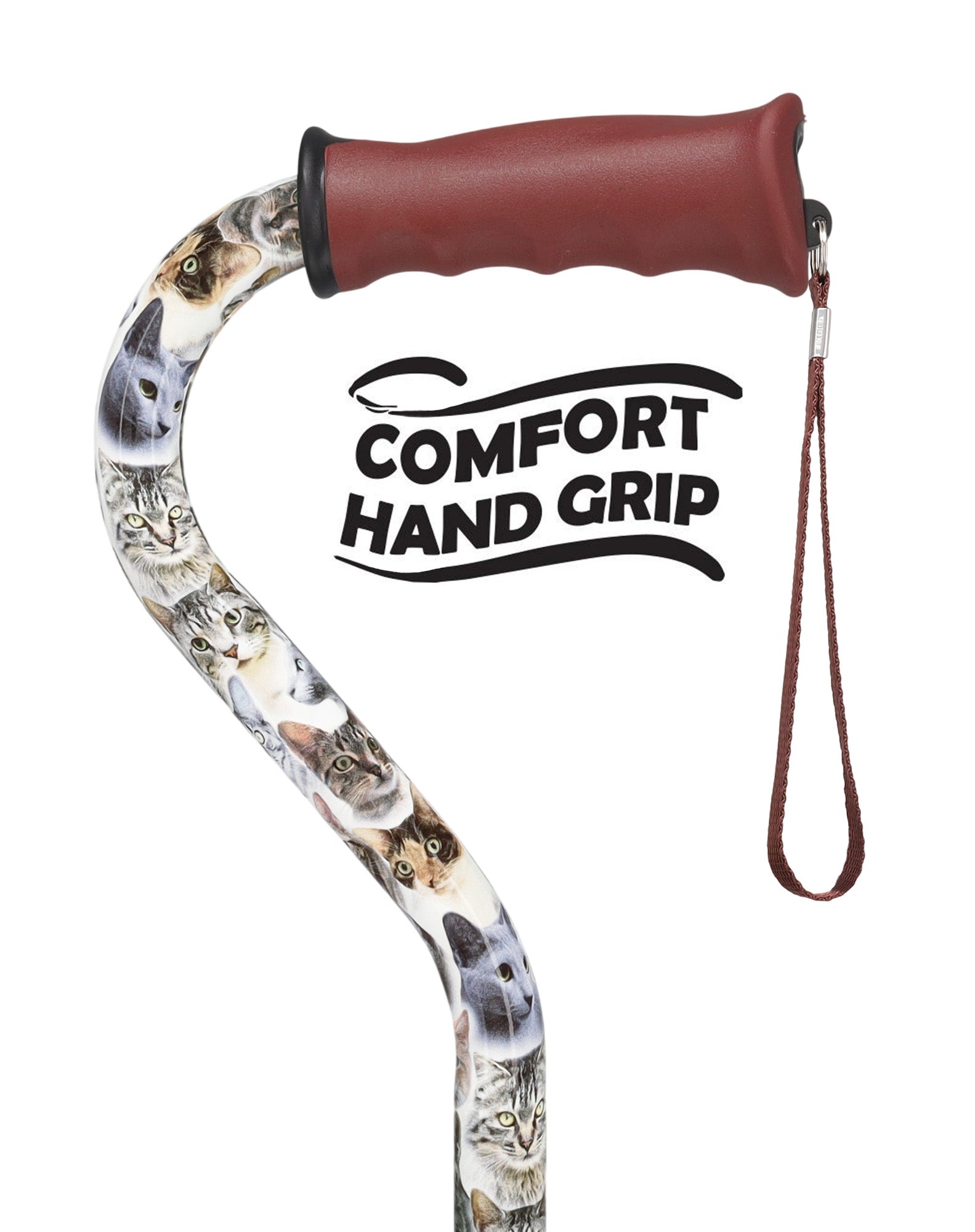 Cat Lovers: Supportive Designer Quad Base Cane - Comfort Grip